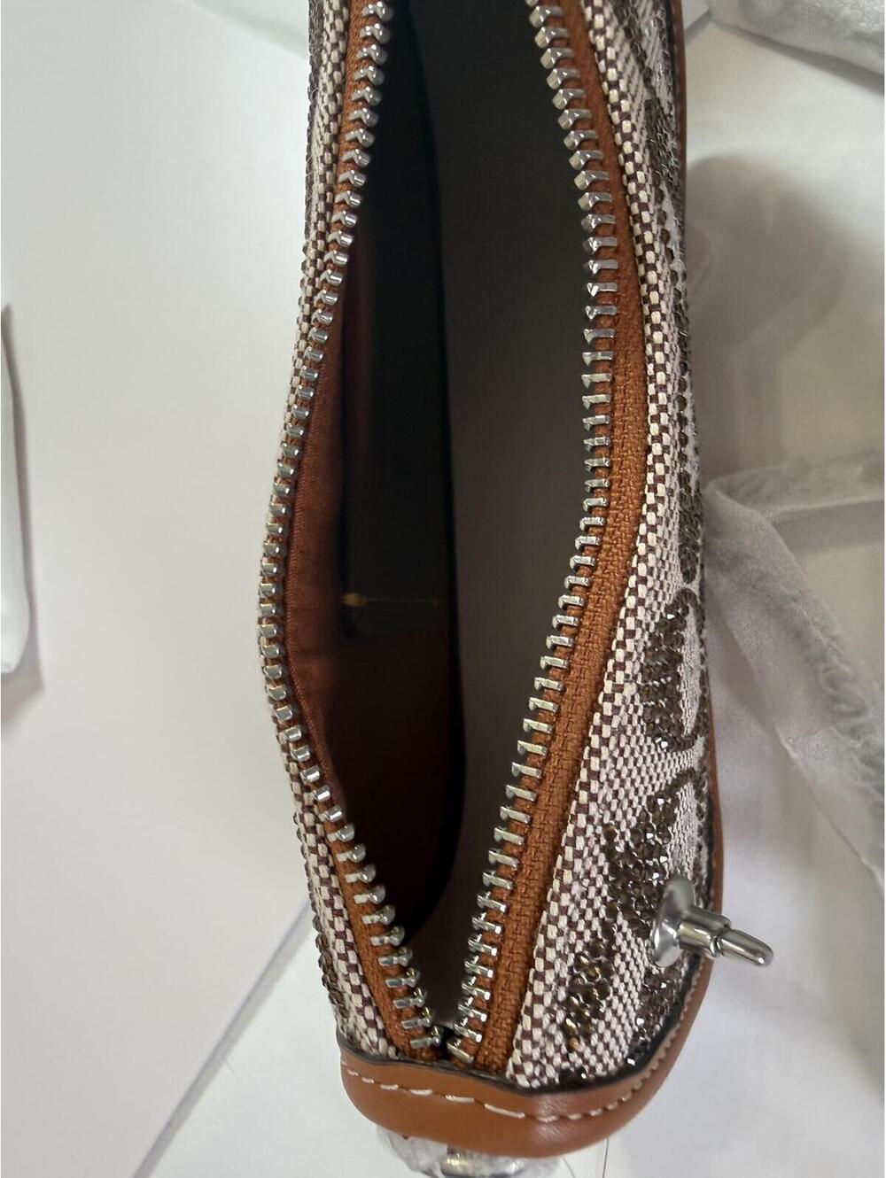 NWT Coach Crystal Embellished Swinger 20 Shoulder Bag Burnished Amber Leather - Picture 8 of 10